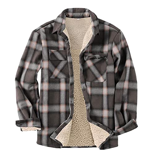 Abrigo casual de manga larga con cuello vuelto para hombre, marrón, L