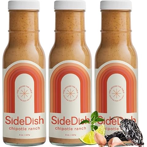 Chipotle Ranch Dressing (Pack of 3) - Seed Oil, Dairy & Gluten Free Salad Dressing w/Avocado Oil - Refined Sugar Free, Low Sodium Healthy Ranch Sauce - Paleo SideDish Dressing for Sauces, Dips & More Cover