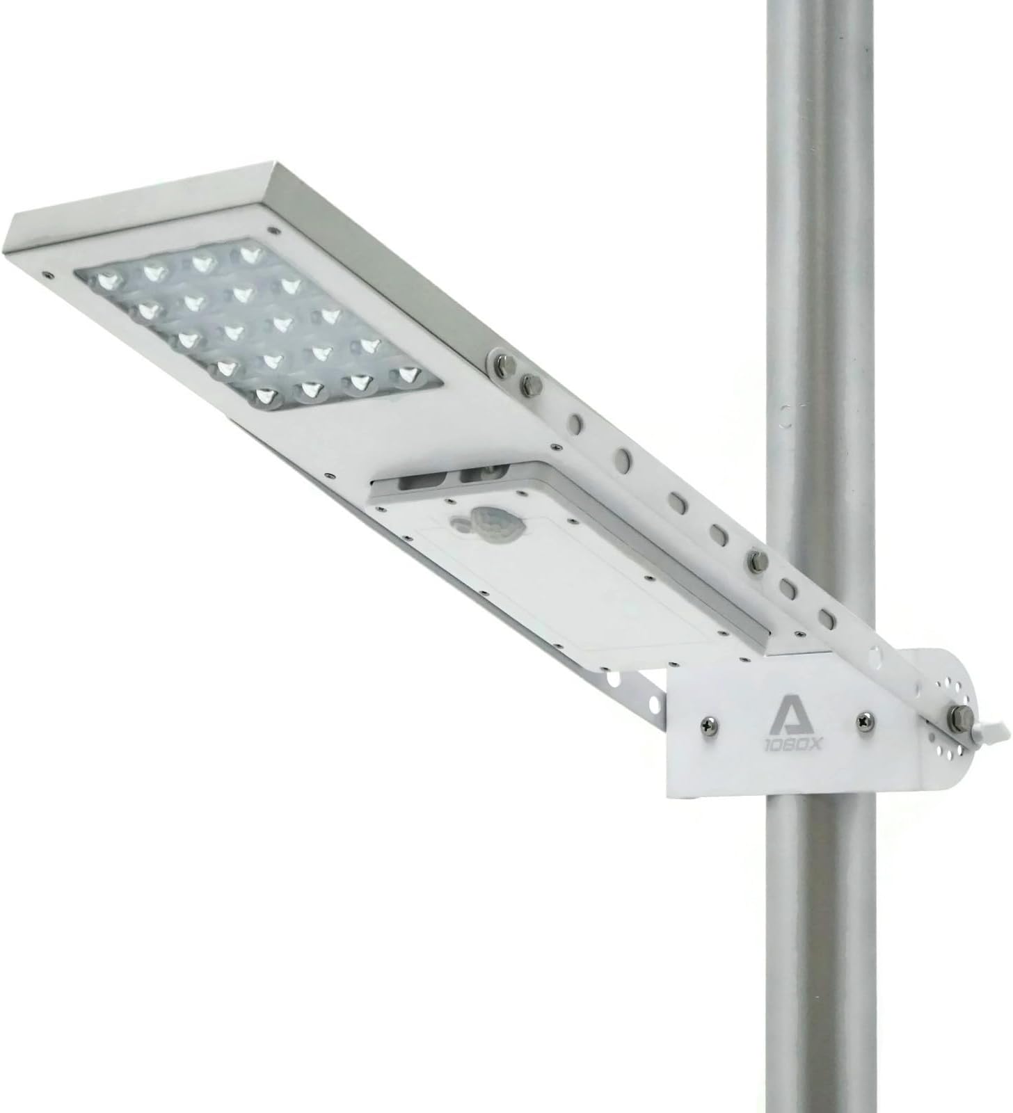 Solar Light Mart Alpha 1080X Street Motion Sensor 3-Mode Street Lamp Dusk to Dawn Dimmable Waterproof Max Pole Diameter 3", Warm White 2800K LED