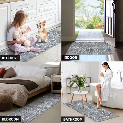 Kitchen Mats Non Slip Washable Kitchen Rug Sets 3 Piece Grey kitchen Runners for Hallway Laundry Room 50x80cm+50x120cm+50x150cm - Image 6