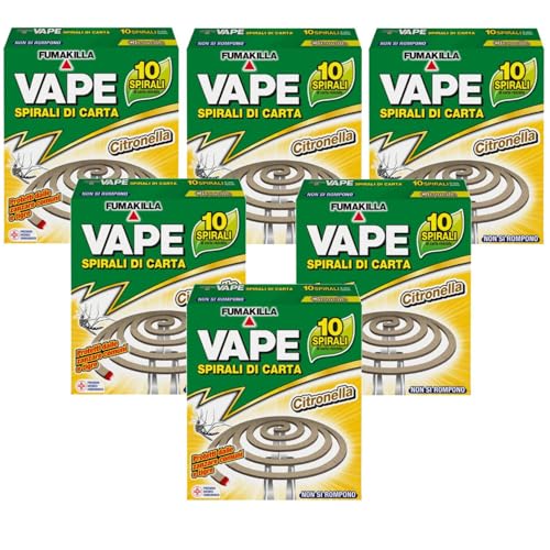 Vape Espirales antimosquitos de papel de citronela para exteriores, resistentes y fáciles de usar, no se rompen, larga duración 10 unidades (unidades)