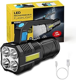 GEARLITE LED Rechargeable Torch, Super Bright Camping Lights with 4 Powerful LED Beads and Portable Handle, 4 Modes Waterproof Lightweight Lantern for Outdoor Fishing Hiking Emergency