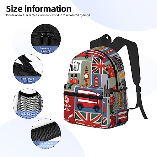Sac à dos universitaire noir One Size léger style Angleterre - 5