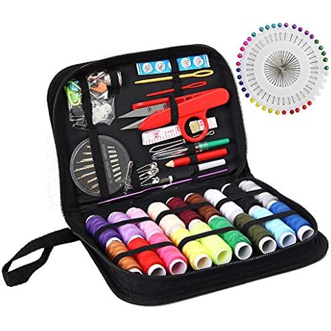 Sewing kit, XL Sewing Supplies for DIY, Beginners, Adult, Kids, Campers, Travel,Portable Emergency Repair Set with Scissors, Thimble, Thread, Needles, Tape Measure, Case and Accessories (128PCS) Cover