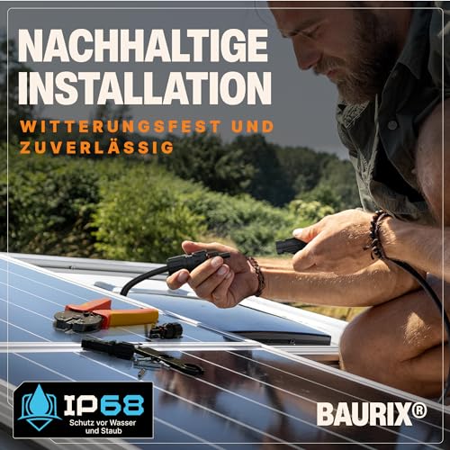 BAURIX® Solarstecker Set 12 Verbinder – IP68 Wasserdichte Steckverbinder für PV Solarkabel 2,5–6mm² – Inklusive Spannwerkzeug für sichere Verbindung
