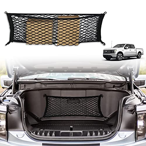 BestEvMod Envelope Style Front Trunk Frunk Cargo Net Compatible with 2026 2025 2022-2024 Ford F-150 Lightning Accessories Extra Strong Hook Stretchable Elastic Mesh (Stand Envelope Net)