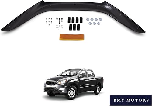 Miniatura 8 de BMY - Deflector de capó  protector de insectos delantero compatible con SsangYong Korando Sport 2012-2016 Protector de capó  Partículas e insectos