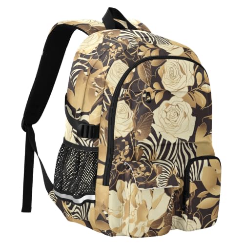 Mochila para laptop de 17.5 pulgadas negra con flores románticas y diseño ligero 2