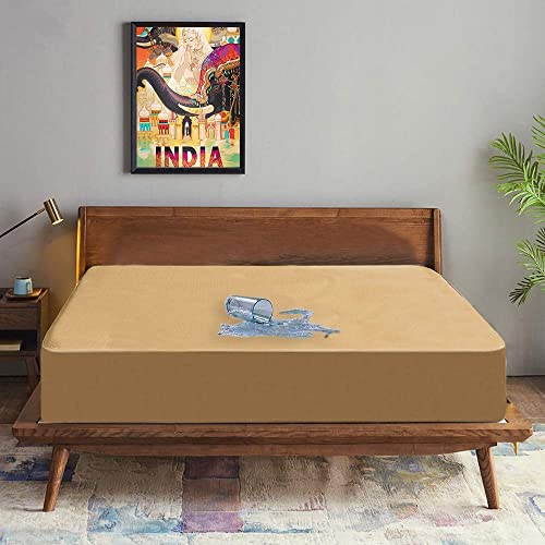 Image of Trance Cotton Feel Terry Ultra Soft Waterproof Mattress Protector | Breathable - Hypoallergenic Mattresses Cover (78x66 inch | 6.5x5.5 feet, Brown - Pack of 1)