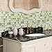 Livelynine 15.8X197 Waterproof Wallpaper for Bathroom Vinyl Peel and Stick Tiles for Walls Backsplash Tile Contact Paper for Bathroom Shower Wall Tile Removable Wall Paper Roll Teal Green Mosaic