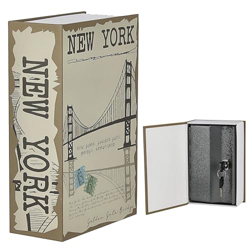 Cassaforte per libri New York, 11,5 x 18 x 5,5 cm, in metallo, 2 chiavi, mini cassaforte per oggetti di valore (1 cassaforte di Londra)