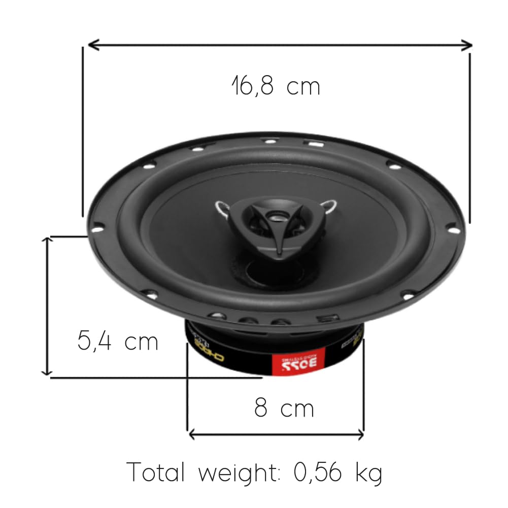 2 Audio Systems CH6520B Enceintes coaxiales 2 Voies, 16,5 cm 6,5", 125 Watts rms 250 Watts Max, impédance 4 ohms, Suspension Gomme, pour Voiture, Noir, la Paire