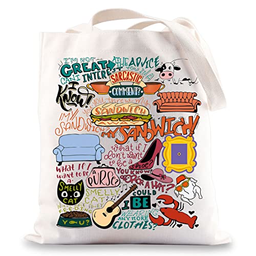 BWKTOP Friend TV Show Tote Bag - Character Fans Gift Themed Bag For Women & Girls, Sandwich Size, Sandwich Tg, 14" x 12" x 0.47"