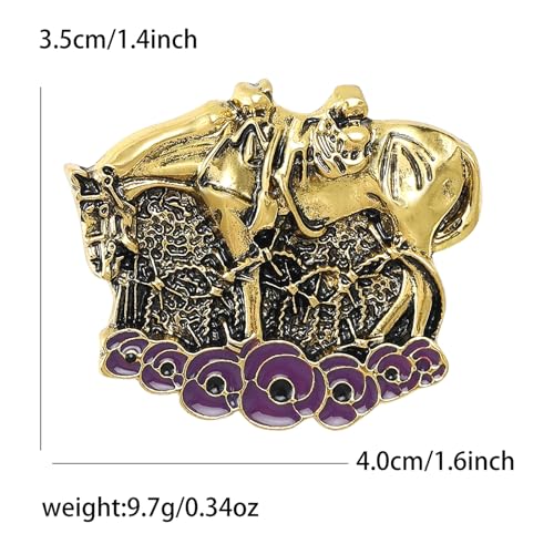 Image of Dreuyet Horse Brooch Pin Horse Racing Suit Lapel Pin for Women Men Rhinestone Antique Gold Horse Animal Brooch Clothing Outfits Accessory Jewelry