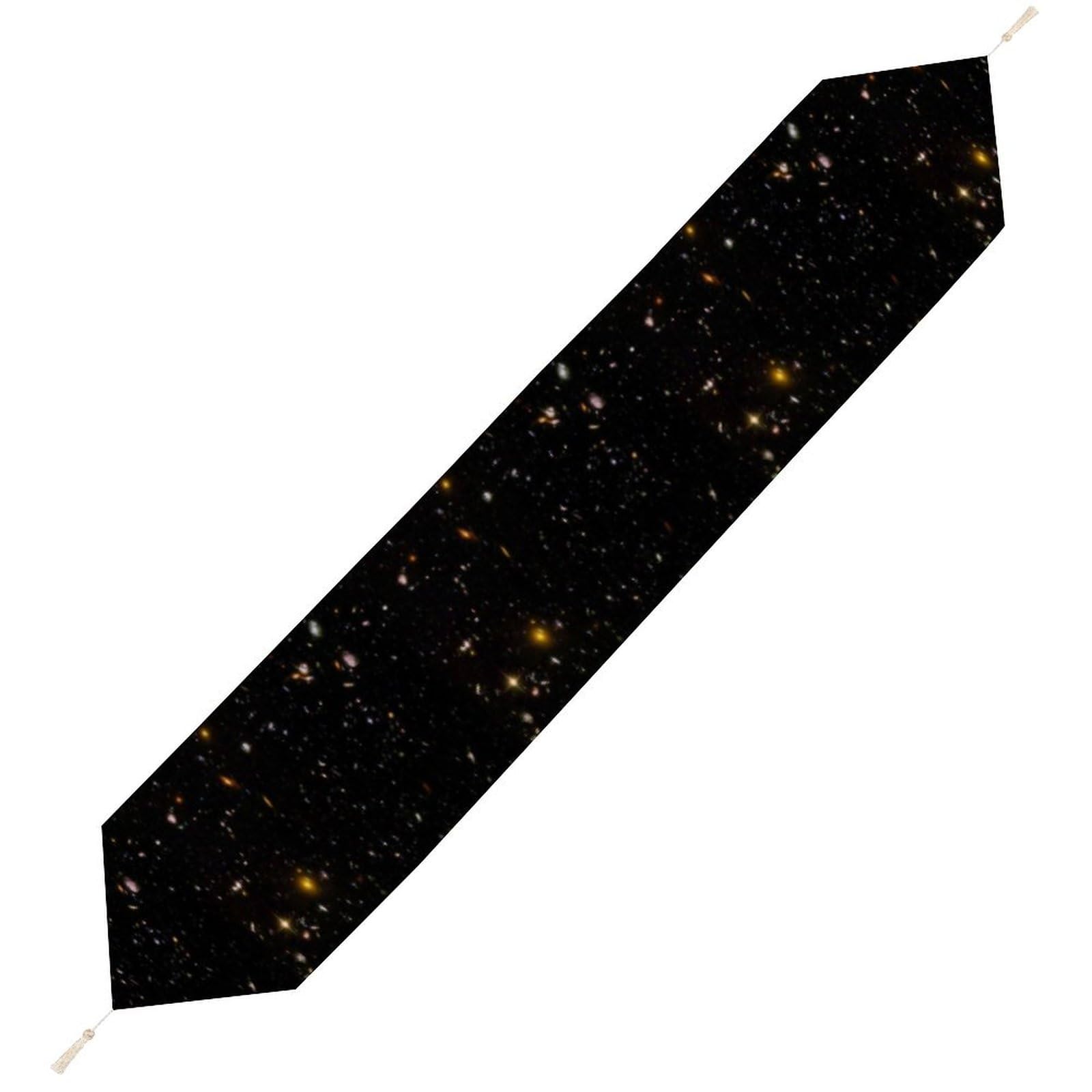 JZemdybill 229*33cm Table Runner with Tassel, Starry Sky Black Glitter Table Runner, Table Decoration for Kitchen, Party, Restaurant