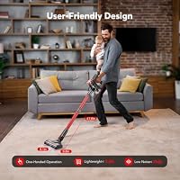 Comvtu Cordless Vacuum Cleaner Rechargeable with 2600mAh Detachable Battery, Powerful Vacuums with 2 Adjustable Modes, Lightweight Portable Stick Vacuum for Home (Red Gray) — image 2