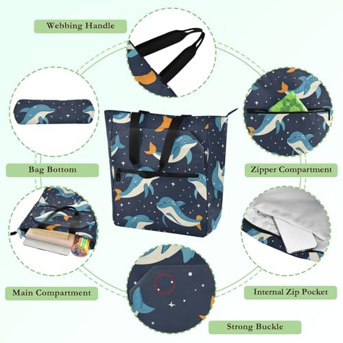 Bolsa de libros con múltiples compartimentos con cremallera y estampado 5