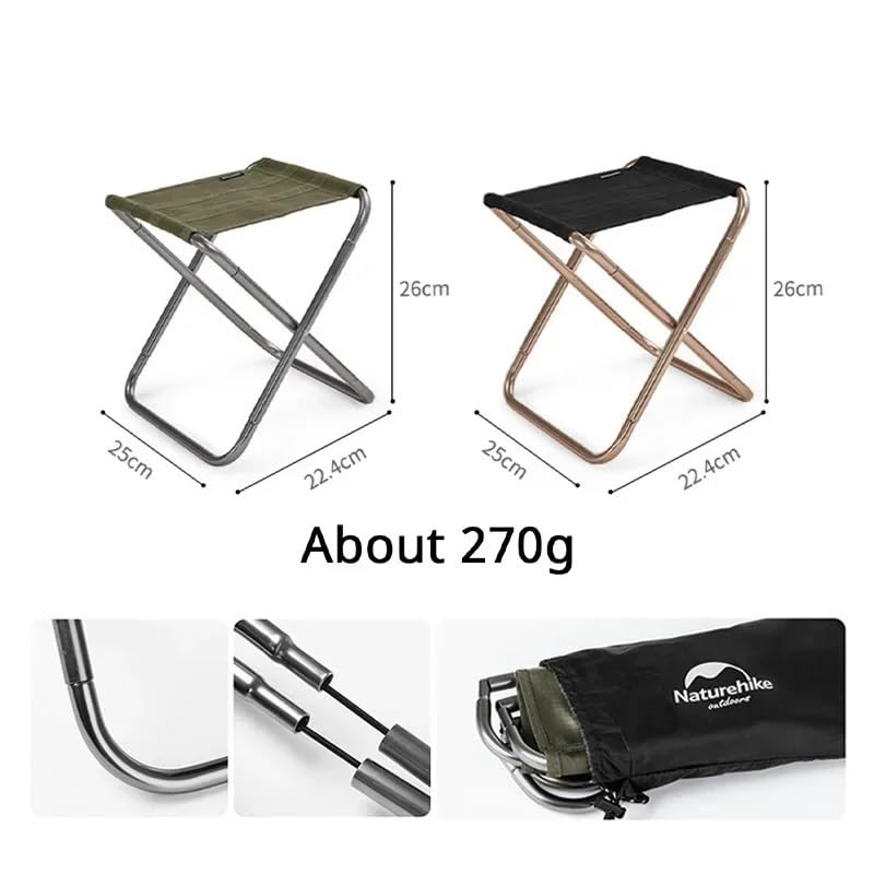 Sgabello basso mini in alluminio portatile per spiaggia(Black)