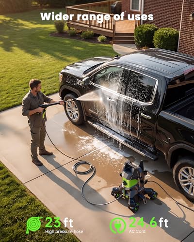 Image of Pressure Washer, Power Washer for Car Wash, Driveway Cleaning | High Pressure Washer with Foam Cannon, 4 Lockable Wheels & 4 Quick Connect Nozzles for deck, concrete,fence Wash