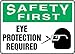 SAFETY FIRST EYE PROTECTION REQUIRED (W/GRAPHIC) 10" x 14" Plastic Sign