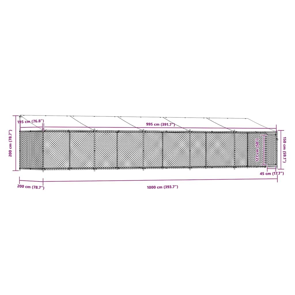 Recinto Cani Acciaio Zincato Grigio 10x2x2 m