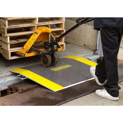 guardian aluminum dock plate with carrying handles for pallet jacks hand carts material handling 3634 x 2434 5300 lb capacity