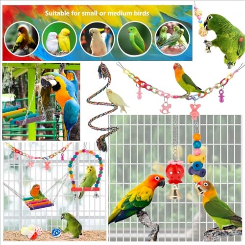 11 Pack Bird Toys Parrot Chewing Toys, Parrots Cage Toys, Parakeet Parrot Swing Chewing Hanging Toys Bird Cage Toys for Small Parrots, Macaws, Parakeets, Conures, Cockatiel, Budgie and Love Birds - Image 6