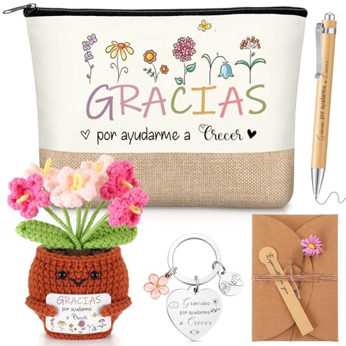 Hestya 5 Piezas Regalo Profesora Infantil Mujer Gracias por Ayudarme a Crecer Neceser Maestra Gracias Llavero Flores de Ganchillo Bolígrafo Tarjeta Regalo Profe Original para Educador Niñera Guarderia Hestya 5 Piezas Regalo Profesora Infantil Mujer Gracias por Ayudarme a Crecer Neceser Maestra Gracias Llavero Flores de Ganchillo Bolígrafo Tarjeta Regalo Profe Original para Educador Niñera Guarderia