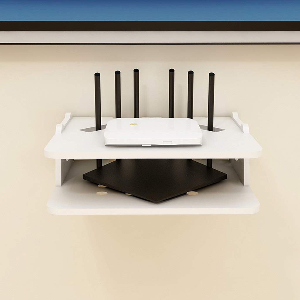 An der Wand montierter schwimmender Rahmen Weißer Router Rack Set-Top-Box Unterstützt PS4 Xbox One TV-Box Kabelbox Streaming Media-Ausrüstung Wandhalterung