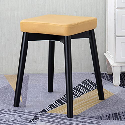 Tabouret de coiffeuse design chic noir et or avec assise carrée lavable