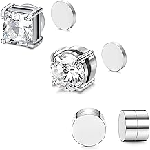 3 Pairs Men's Magnetic Earrings, Men's Fake Earrings, Magnet Earrings, Men Earrings, No Hole, Fake Men's Earrings, 6 mm