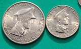 1947-S General Douglas Mac Arthur Commemorative One Peso & Fifty Centavos Silver Coins. Defender and Liberator of the Philippines October 20, 1944.