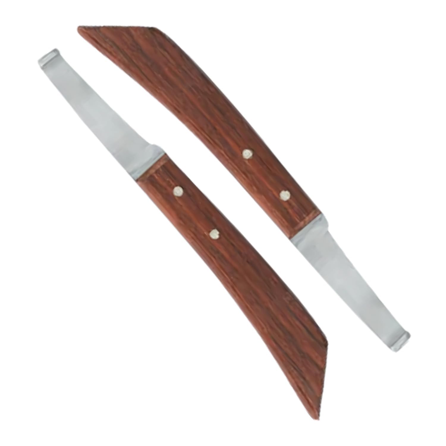 Hoof Knife Double Edged Wide Straight Blade,Stainless Steel Curved Blade Farrier Tool with Wooden Handle (Left Hand)