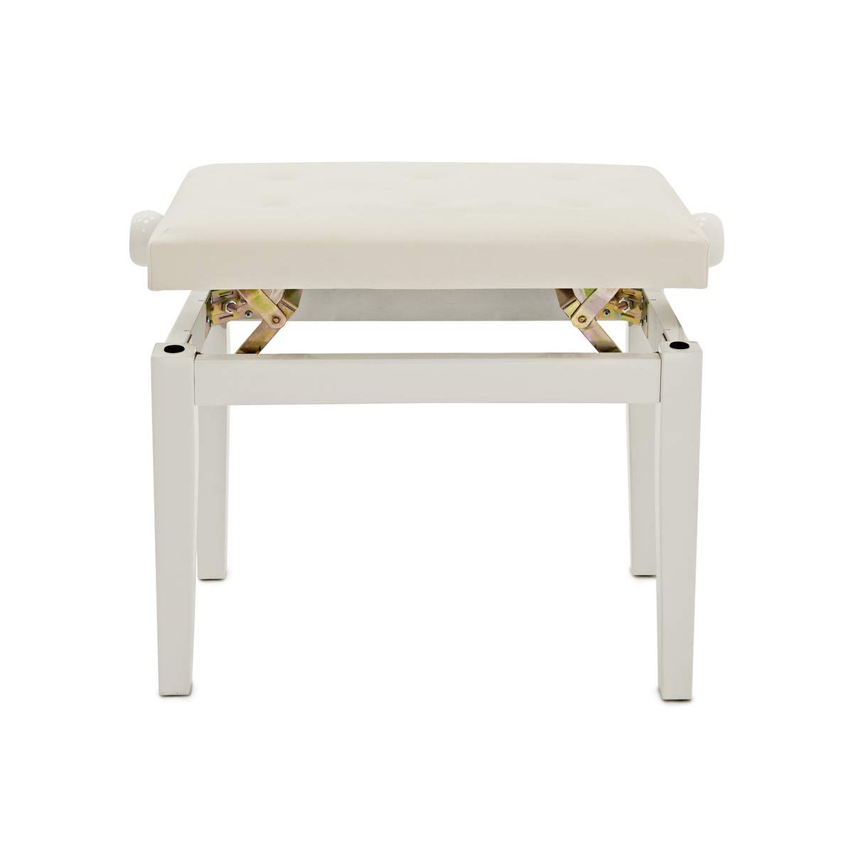 gear4music Panca da Pianoforte Deluxe, Bianco | Trova la Tua Altezza di Jeu Ideale, Costruito in Faggio con Finitura Bianca Premium, Cuscino Elegante in Similpelle