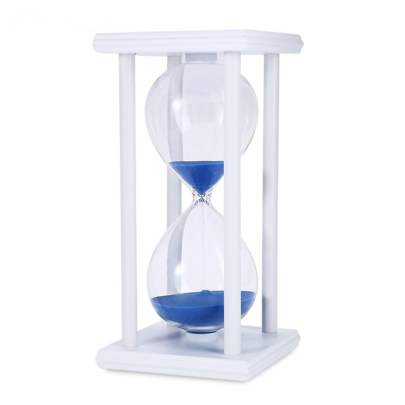 Sanduhr Sanduhr Sand Timer Küche Schule Moderne Holz Stunde Glas Sanduhr Sand Uhr Tee Timer Hause Dekoration Geschenk(White Blue,60mins)