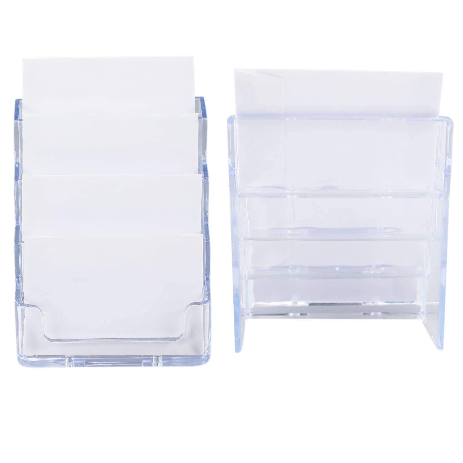 QWORK® 2 Pièces/Paquet Porte-cartes De Visite En Acrylique Avec 4 Compartiments, Support Transparent Pour Cartes De Visite Pour Le Bureau, Pour Le Stockage Au Bureau, Au Détail Et Sur Les Comptoirs