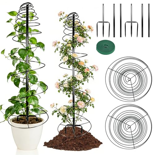 2 Pack Spiral Metal Trellis for Climbing Plants Outdoor-41 Adjustable