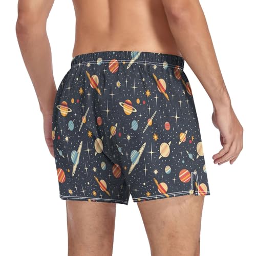 ALAZA Retro Space Planet Solar System Men's Boxer Cotton Shorts Briefs Underwear Soft Breathable Button S-XXL4