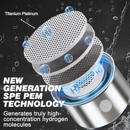 Foto von Aufgerüstete Wasserstoff-Wasserflasche, Wasserstoffreiches Wasser-Generatorgerät, Neueste Ionisierer-SPE/PEM-Technologie, Tragbar & Wiederaufladbar (Für Reines & Destilliertes Wasser Geeignet)