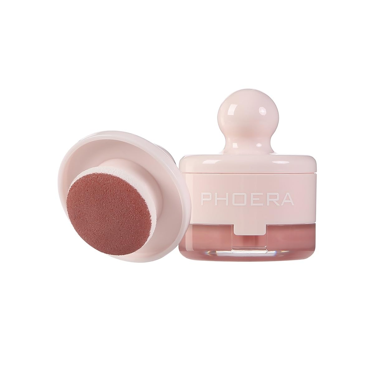 PHOERA Cream To Powder Canned Blush Mud, Lightweight Longwear Cheek Blush with Puff & Mirror, Matte & Shimmer Finish