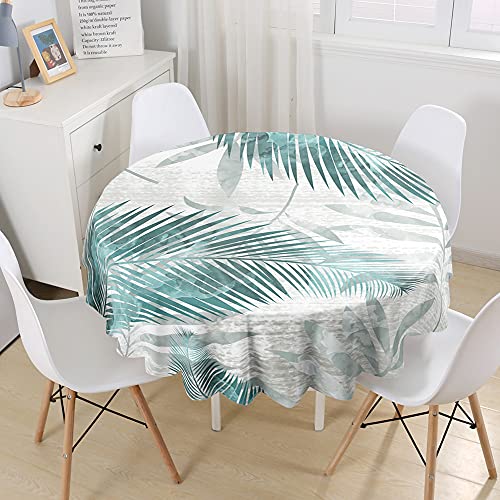 Nappe ronde en feuilles imprimées lavable et imperméable en polyester pour table de 100cm - 2