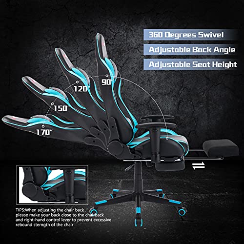 ALEAVIC-Silla-Gamer-Silla-Gaming-de-Respaldo-Alto-Silla-Ergonomica-de-Oficina-con-Reposapies-RetractilAzul