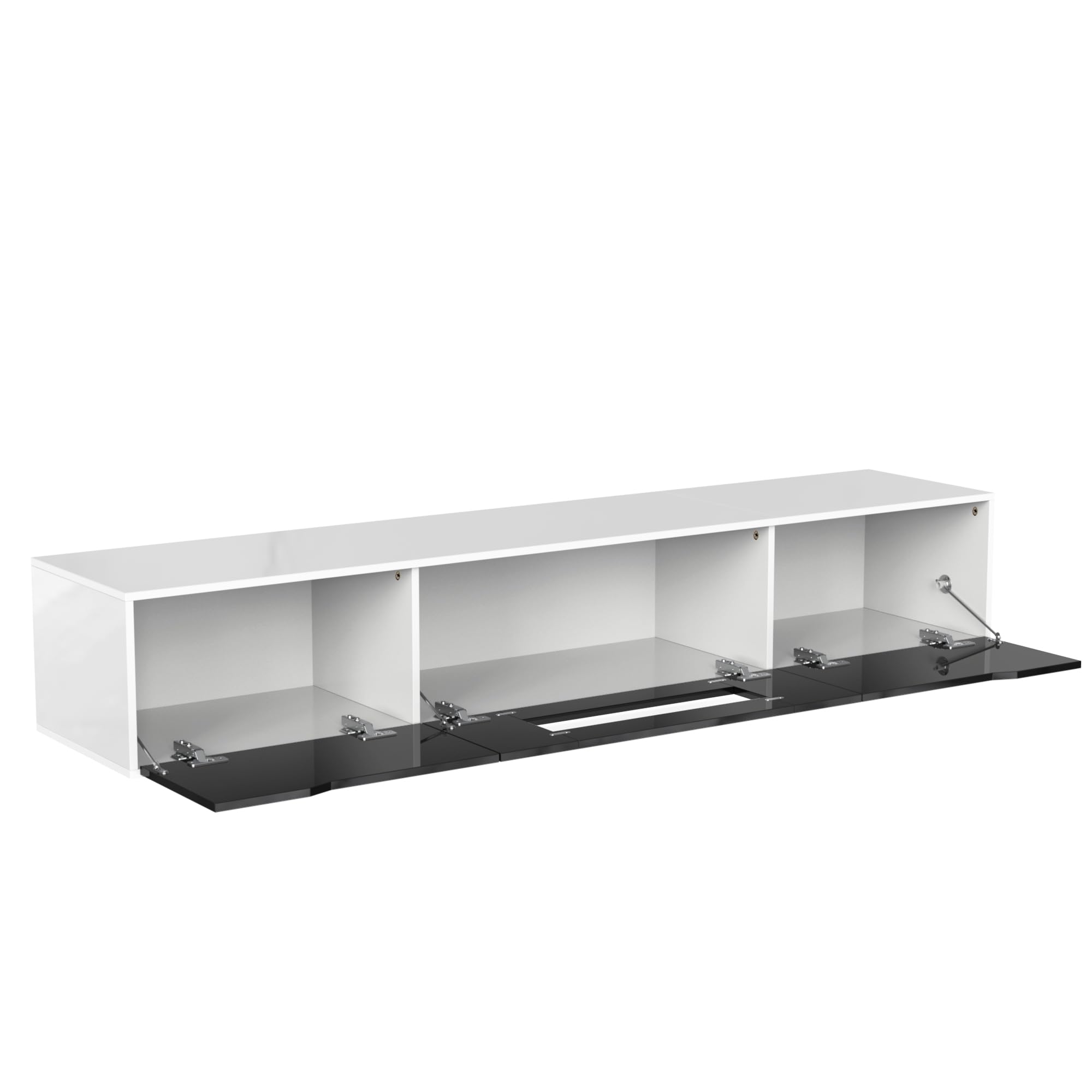 MURUL Mueble para TV con iluminación LED que cambia de color, color negro y blanco