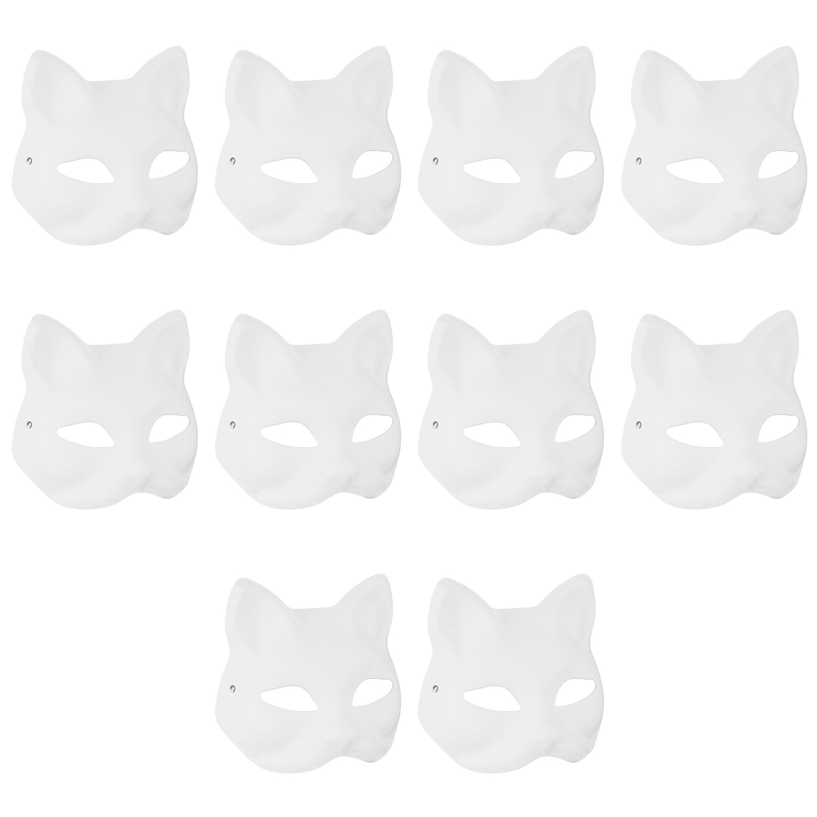 10 STK Katzenmasken zum Bemalen Maske, Therian Mask, DIY Weiße Katzen Masken zum Basteln, DIY Uberstreichbare Leere Maske Papiermasken für Halloween Cosplay Maskerade Karneval Kostümparty Masken