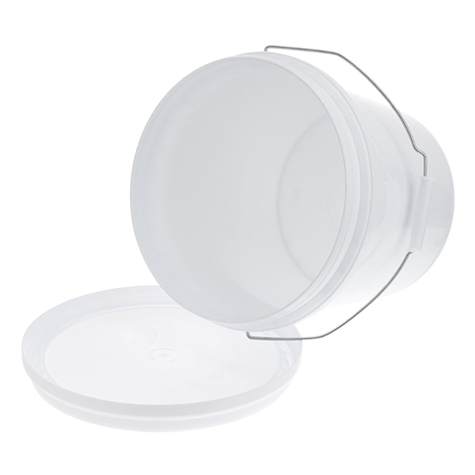 Cubo de Plástico Blanco Tapa, 3 Galones, 10l, Asa Resistente