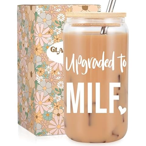 Fairy's Gift 16 oz New Mom Glass Cup w/Lid & Straw, Funny New Mom Gifts for Women - Christmas, Postpartum, Pregnancy Gifts for Expecting Mom, Pregnant Women, Mom to Be, Gifts for 1st Time Mom Cover