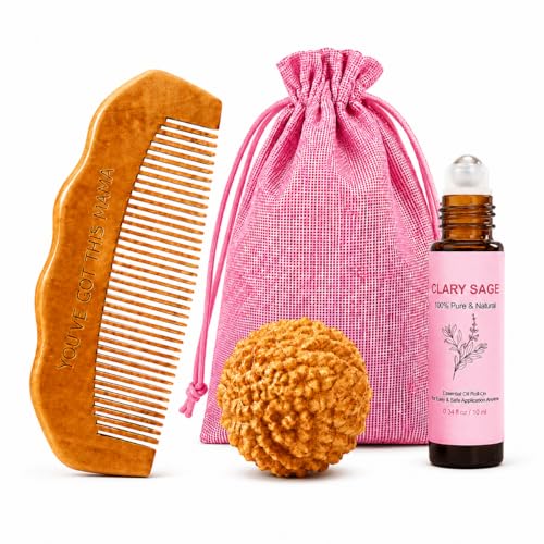 Bolsa hospitalar essencial para mães – Kit de parto e parto com pente de parto, bola de massagem de acupressão e óleo de sálvia esclaréia – Ferramentas naturais de apoio ao parto, essenciais para