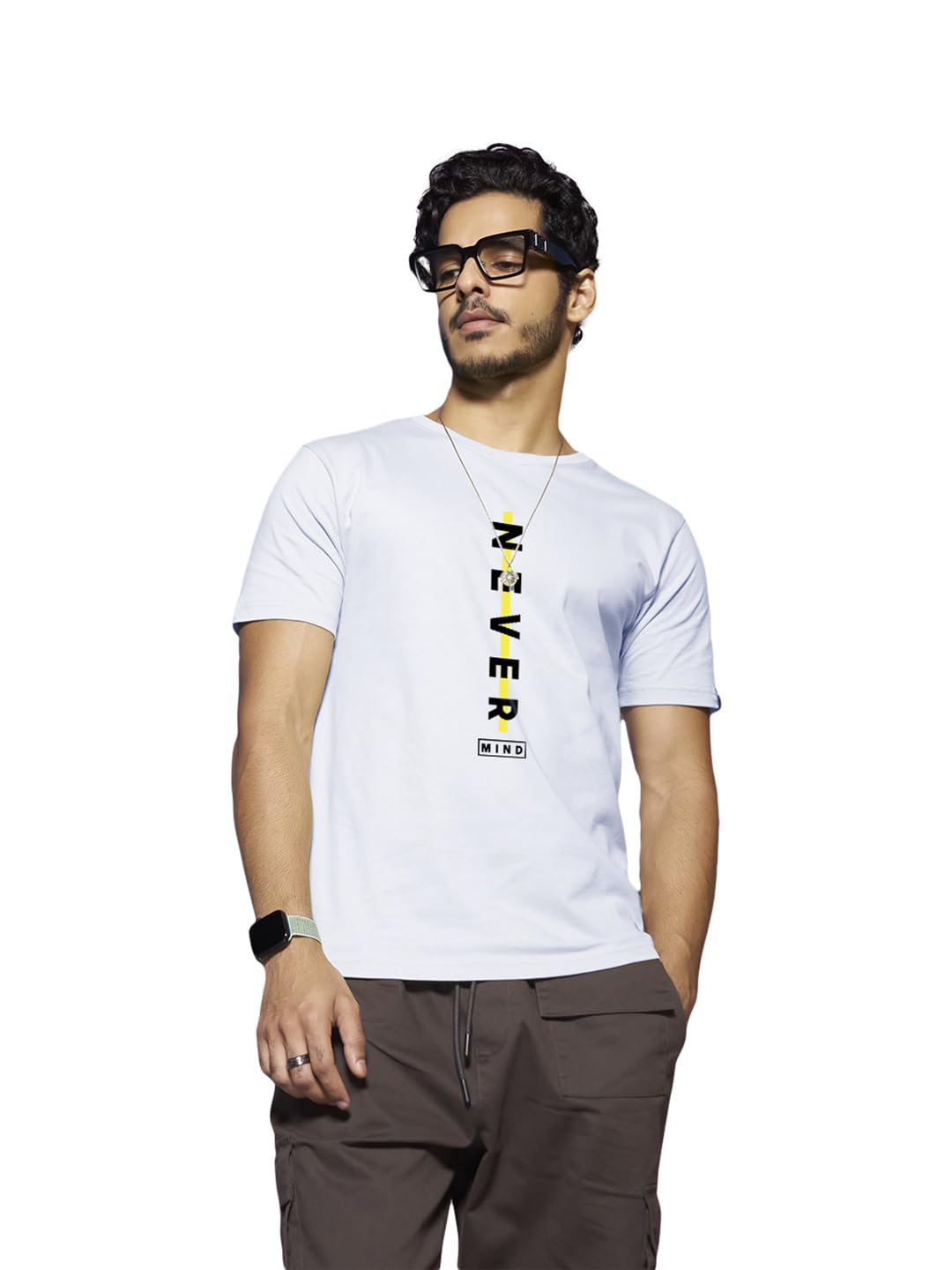 BewakoofMen's Printed 100% Cotton T-Shirt - Regular Fit, Round Neck, Half Sleeves White