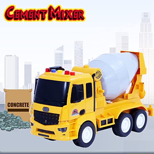 Image of Friction Powered Cement Mixture Trucks Toy for 3+ Years Old Kids Boys Girls Concrate Mixture Construction Truck with Light Music Pull Back Vehicle (Multicolor)