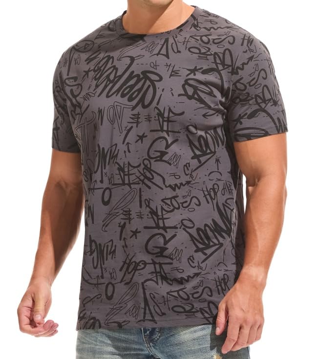 YINGDA Herren Druck-T-Shirt HD Grau XXL
